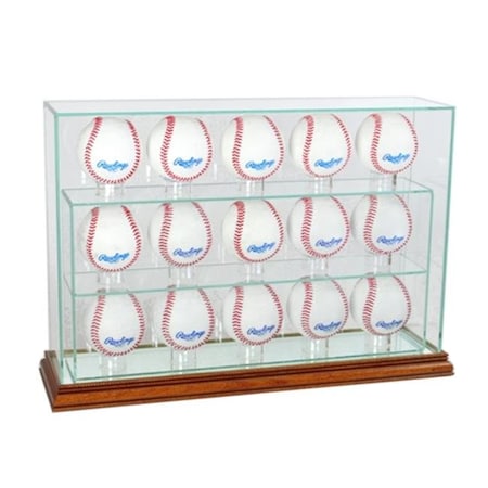 Perfect Cases 15UPBSB-W 15 Baseball Upright Display Case, Walnut 15UPBSB-W